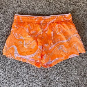 Fabletics Orange Patterned Athletic Shorts